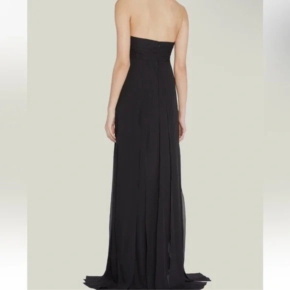 Oscar De La Renta Black Drape Strapless Silk Column Gown Dress - Size 00 - Picture 3 of 9